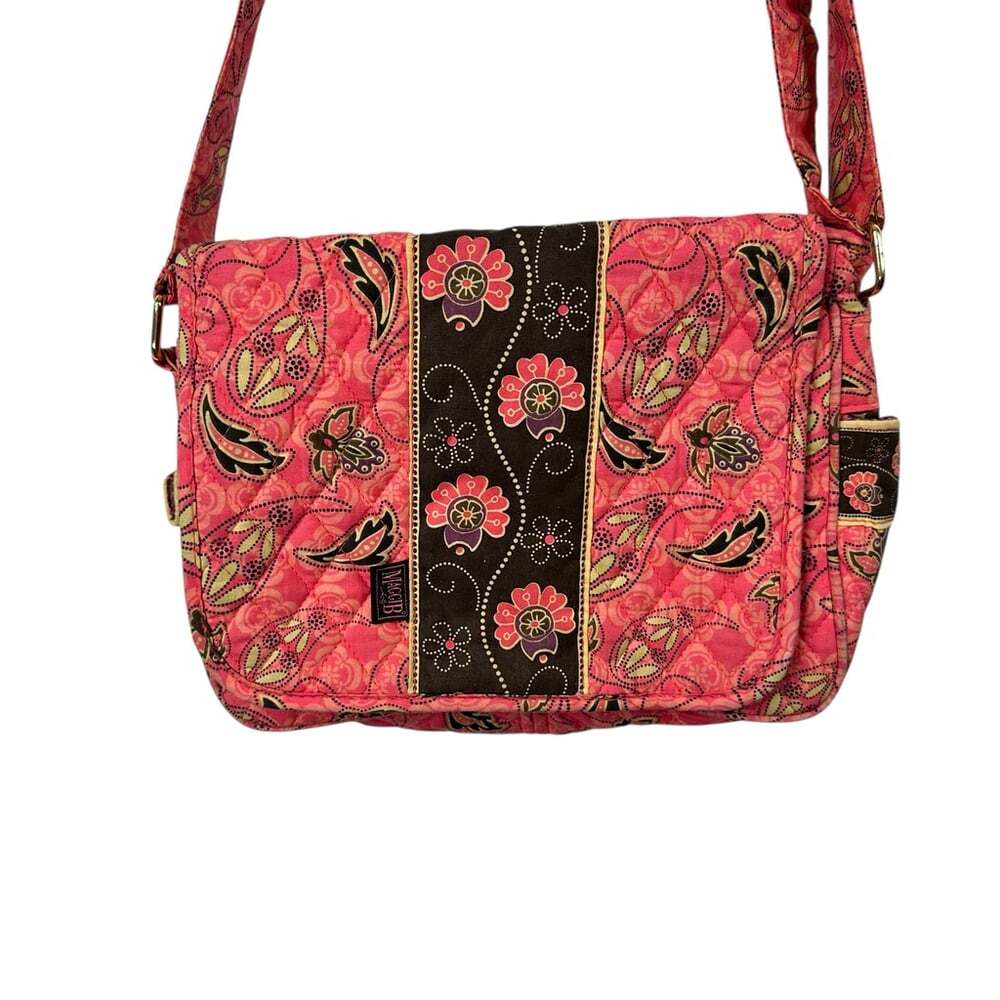MaggiB Coral Floral Quilted Crossbody Shoulder Bag Purse